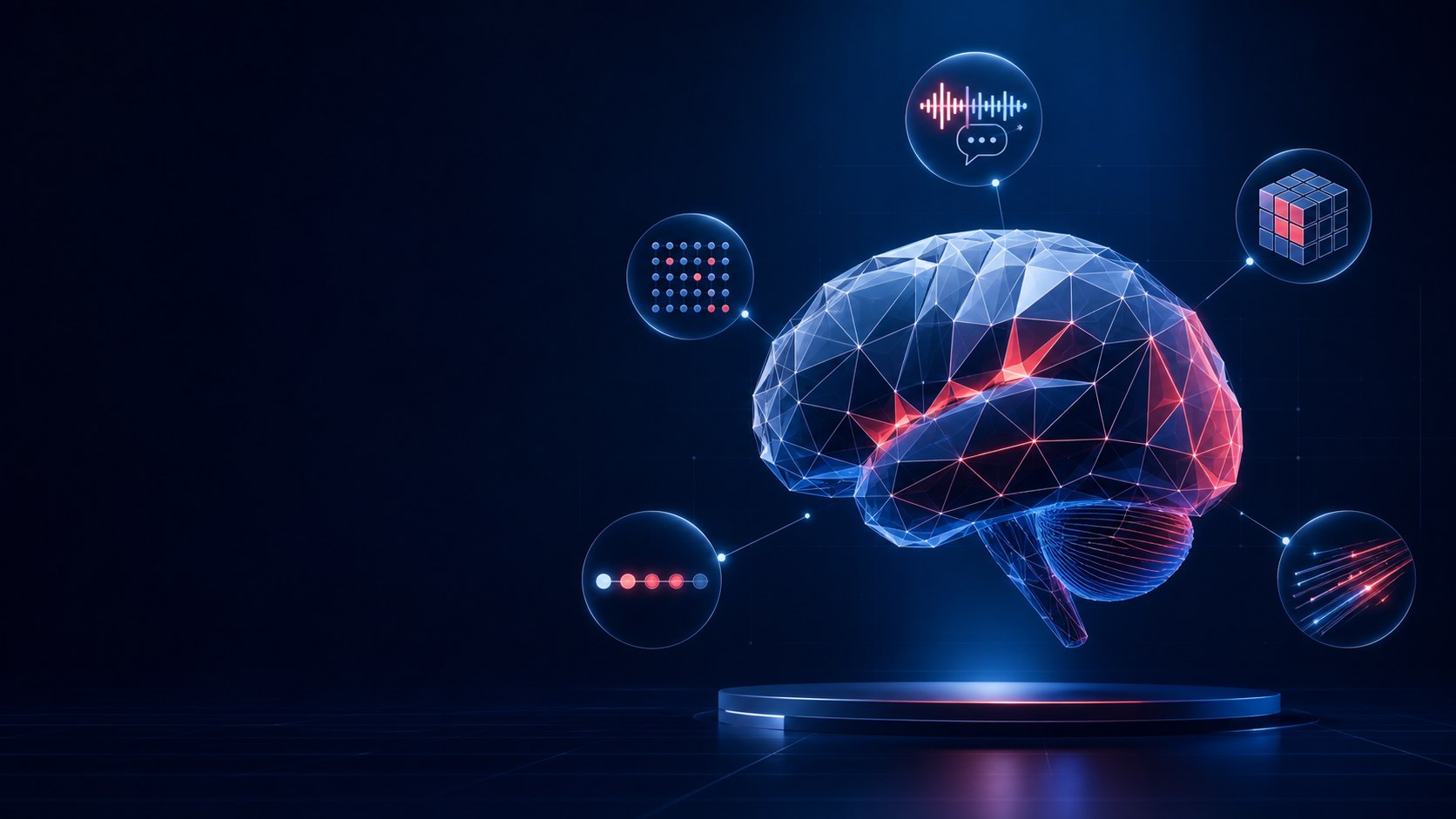 Representação autoral da Bateria Cognitiva Nexum com cérebro geométrico e domínios cognitivos